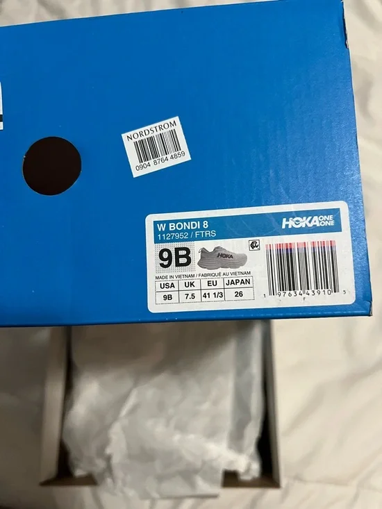 Hoka White Running Shoes with Light Blue and Rose Gold Accents - Picture 8 of 9